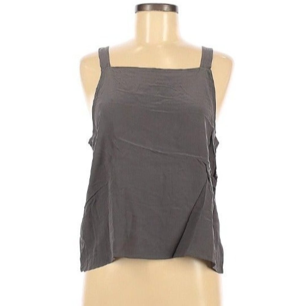 Merritt Charles Gray Silk Satin Tank Blouse Top M